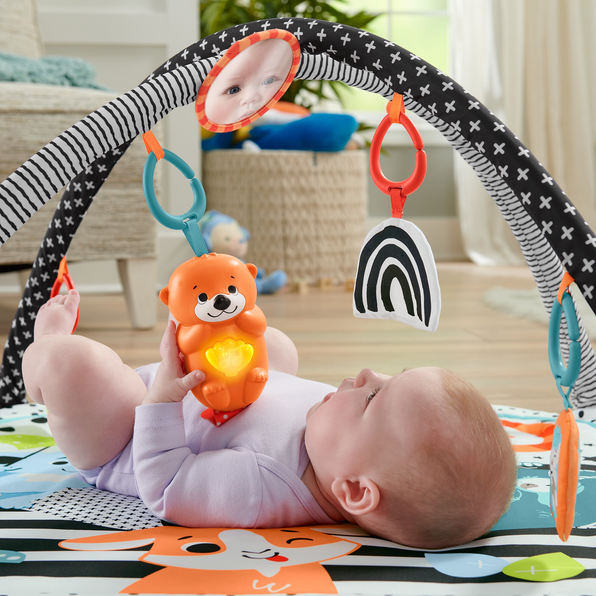Fisher-Price Spielbogen/Decke Tierfreunde Kontrast-Spieldecke
