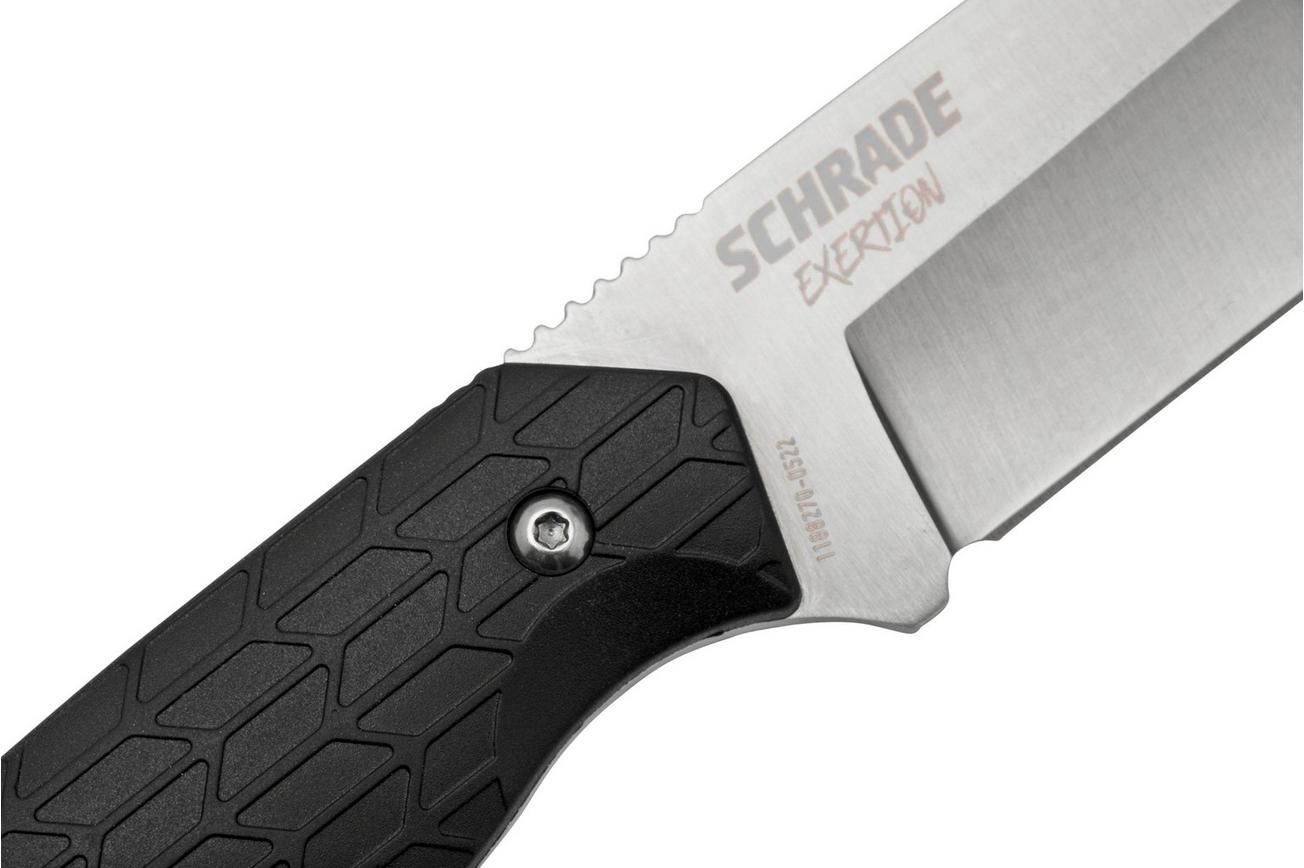 Schrade Exertion Drop Point Knife 1159309, zwart vaststaand mes
