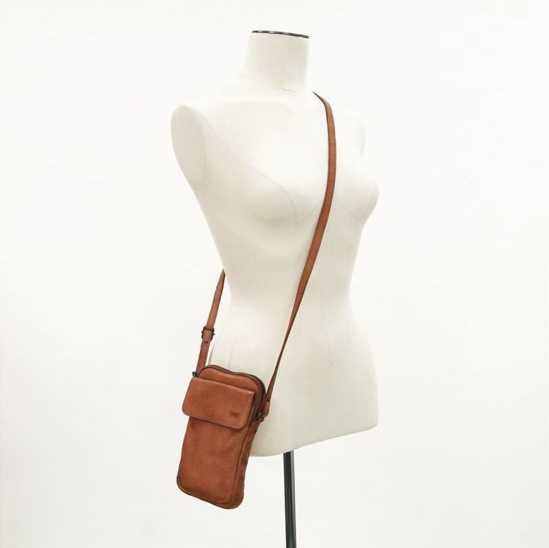 Bear Design Igor Leren Telefoontasje - Cognac