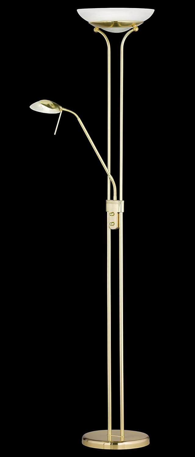 Fischer & Honsel Stehleuchte Pool TW 1x LED 28,0 Watt inkl. 1x LED 5,0 Watt, messingfarben, 3 Stufen CCT, stufenlos dimmbar, Flexarm, 40145, 32 x 32 x 182 cm (LxBxH)