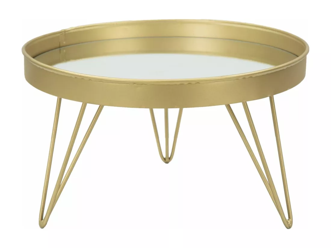 Porte-objet en métal doré avec plateau miroir Ø 31x18 cm