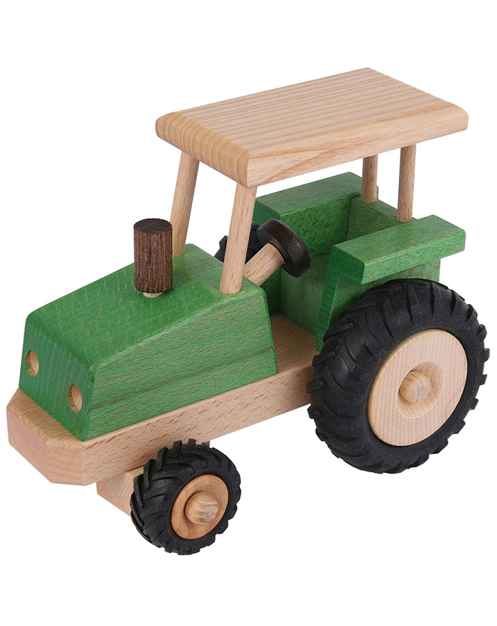 TRAKTOR-SET MIT HÄNGER aus Holz in natur/grün
