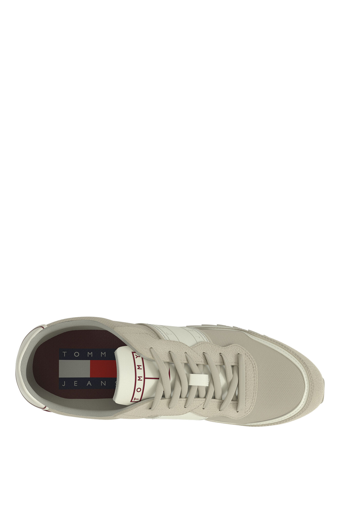 Tênis feminino Tommy Jeans com uma mistura de materiais.
