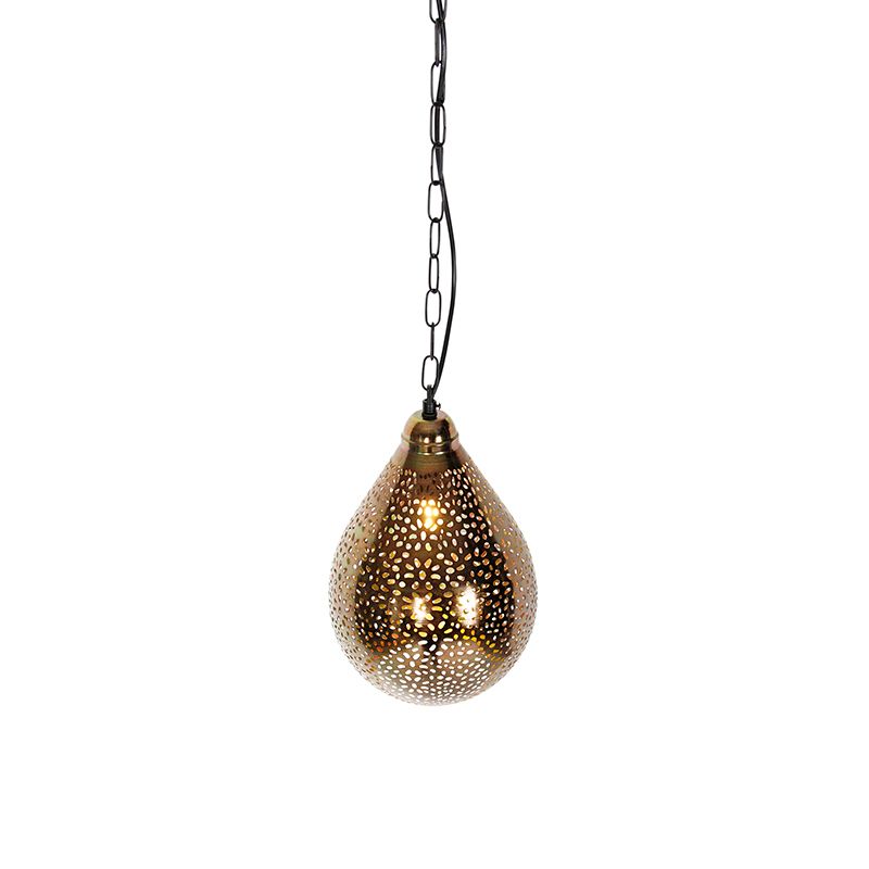 Oosterse hanglamp zwart met koper - Maru 5