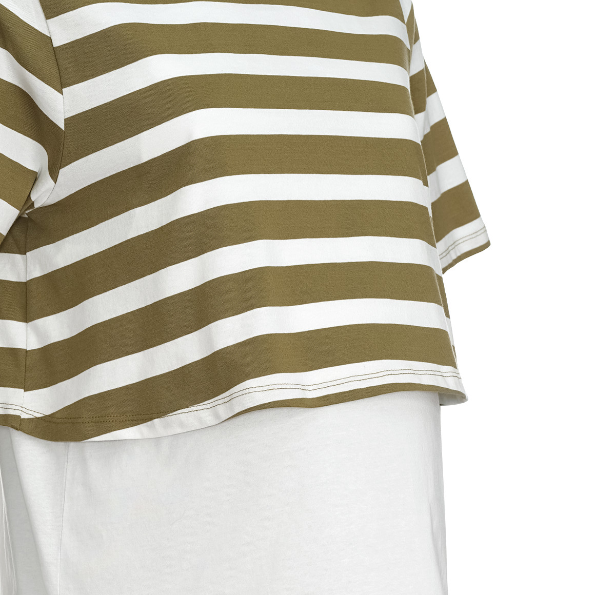 Gina Mama Damen Umstands-T-Shirt im Lagen-Look oliv / weiss