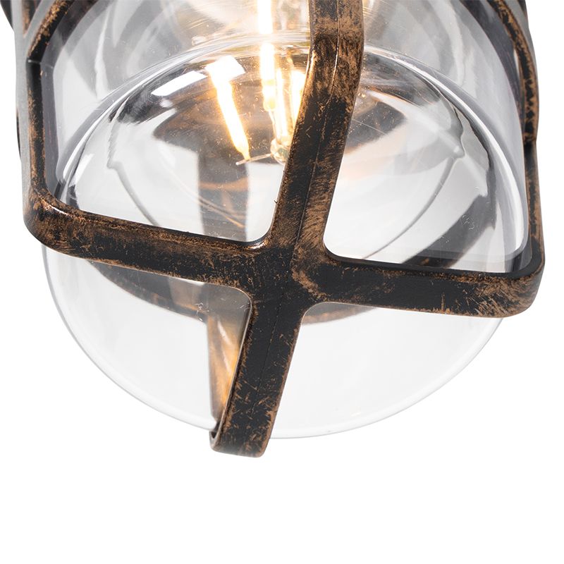 Plafond- en wandlamp antiek goud IP54 - Kiki