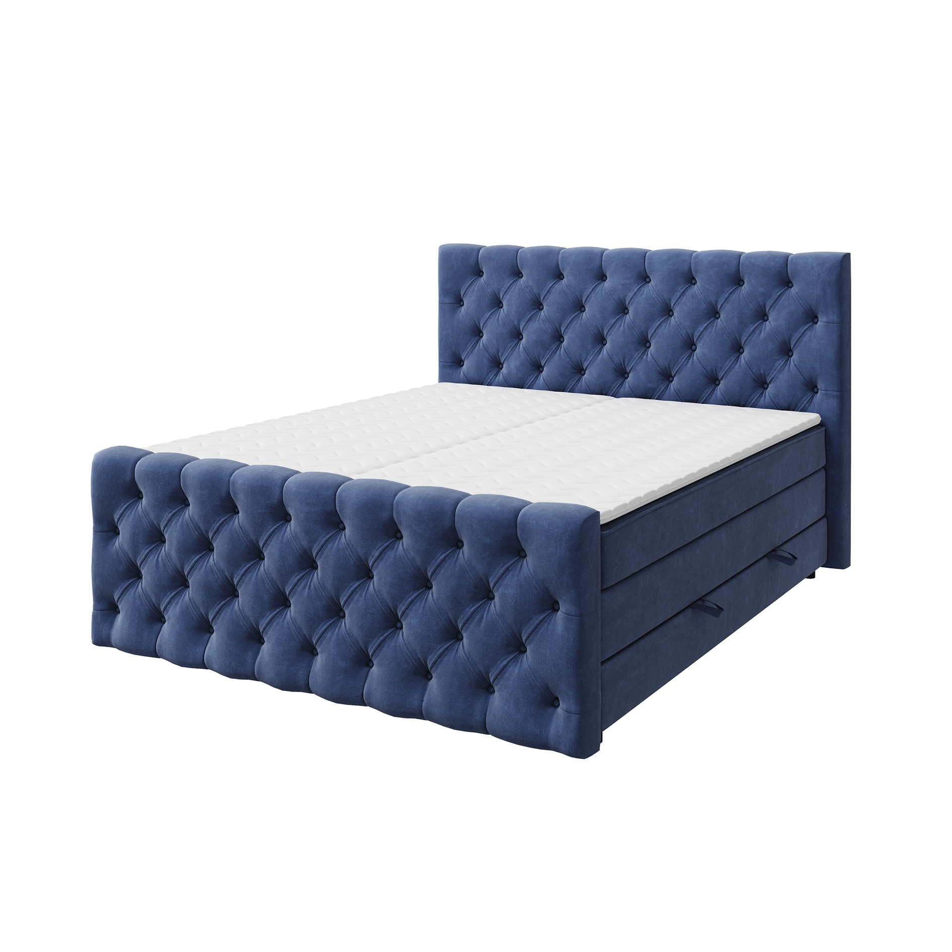 Boxspringbett - dunkelblau - H3 - 140x200 cm