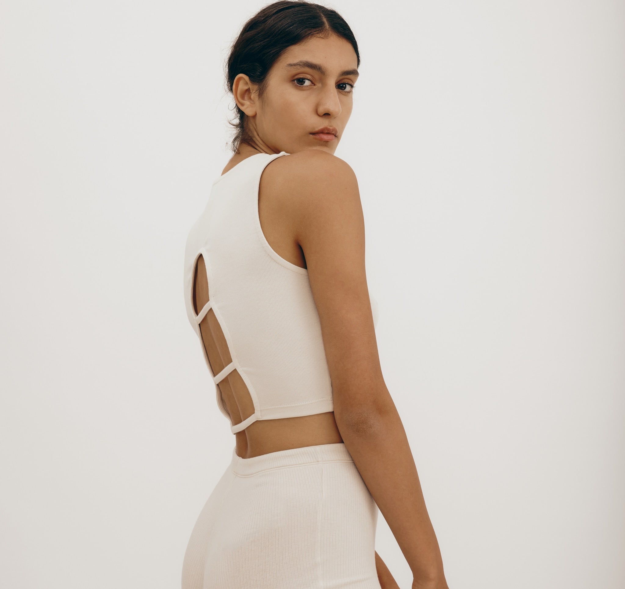 ORGANIC COTTON<br>Core Rib Open Back Tank Top