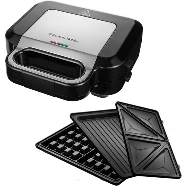 Russell Hobbs Sanduicheira Creations 3 in 1 (Tosta   Waffles   Grill) Sandwich Maker 750W Preta