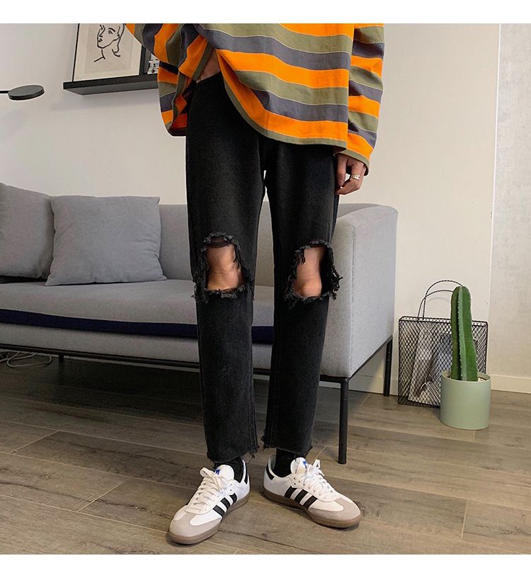 POSI - Versleten cropped straight leg jeans
