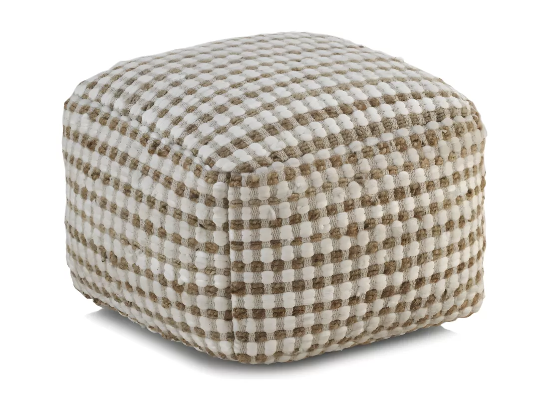 Pouf en coton et jute naturel 45x45x35 cm