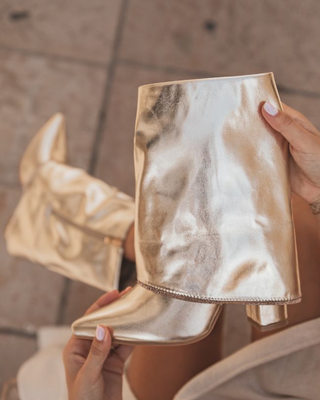 Bottines femme dorées talon - Aelis