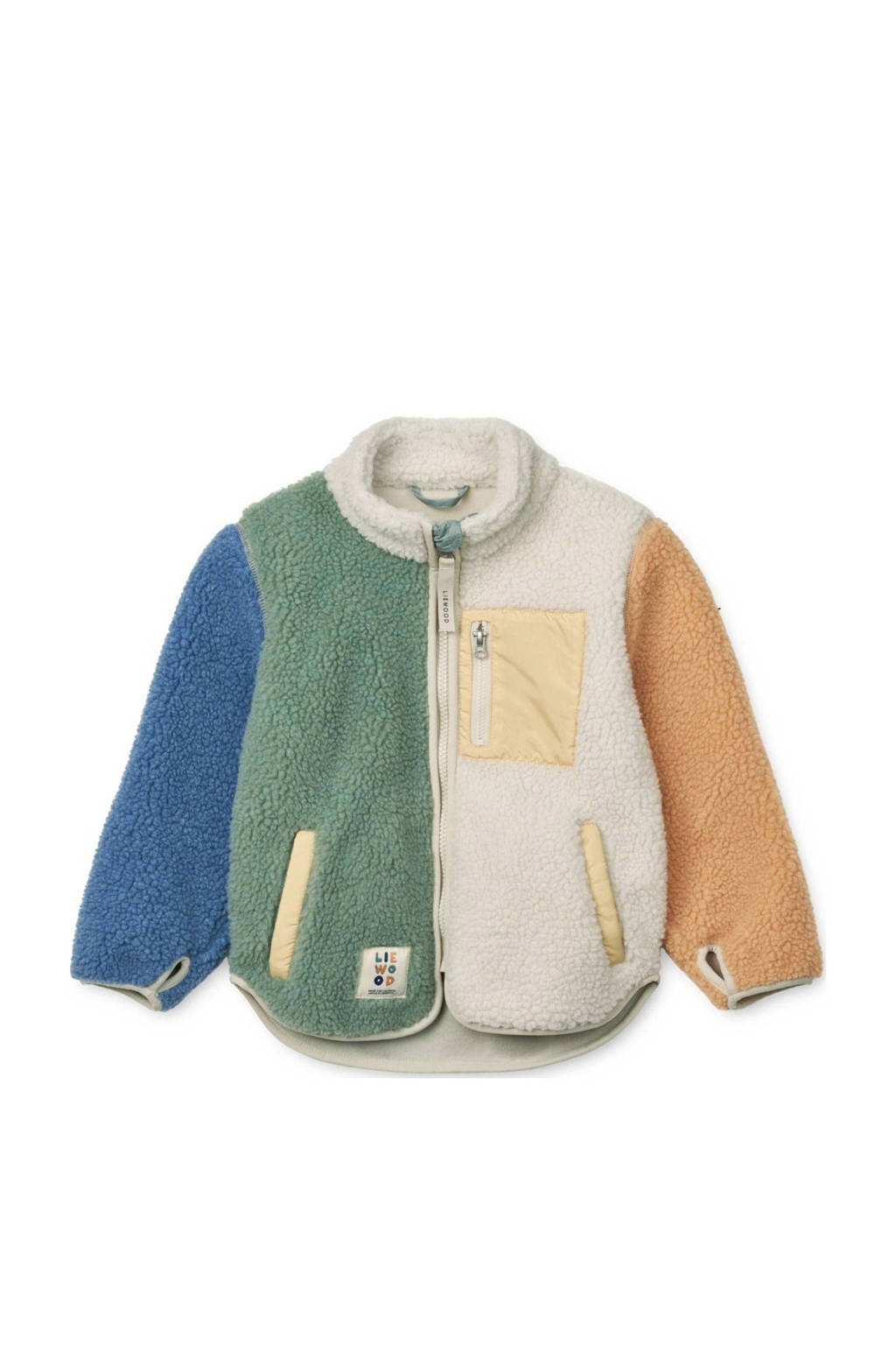 Liewood teddy tussenjas Nolan ecru/groen/blauw