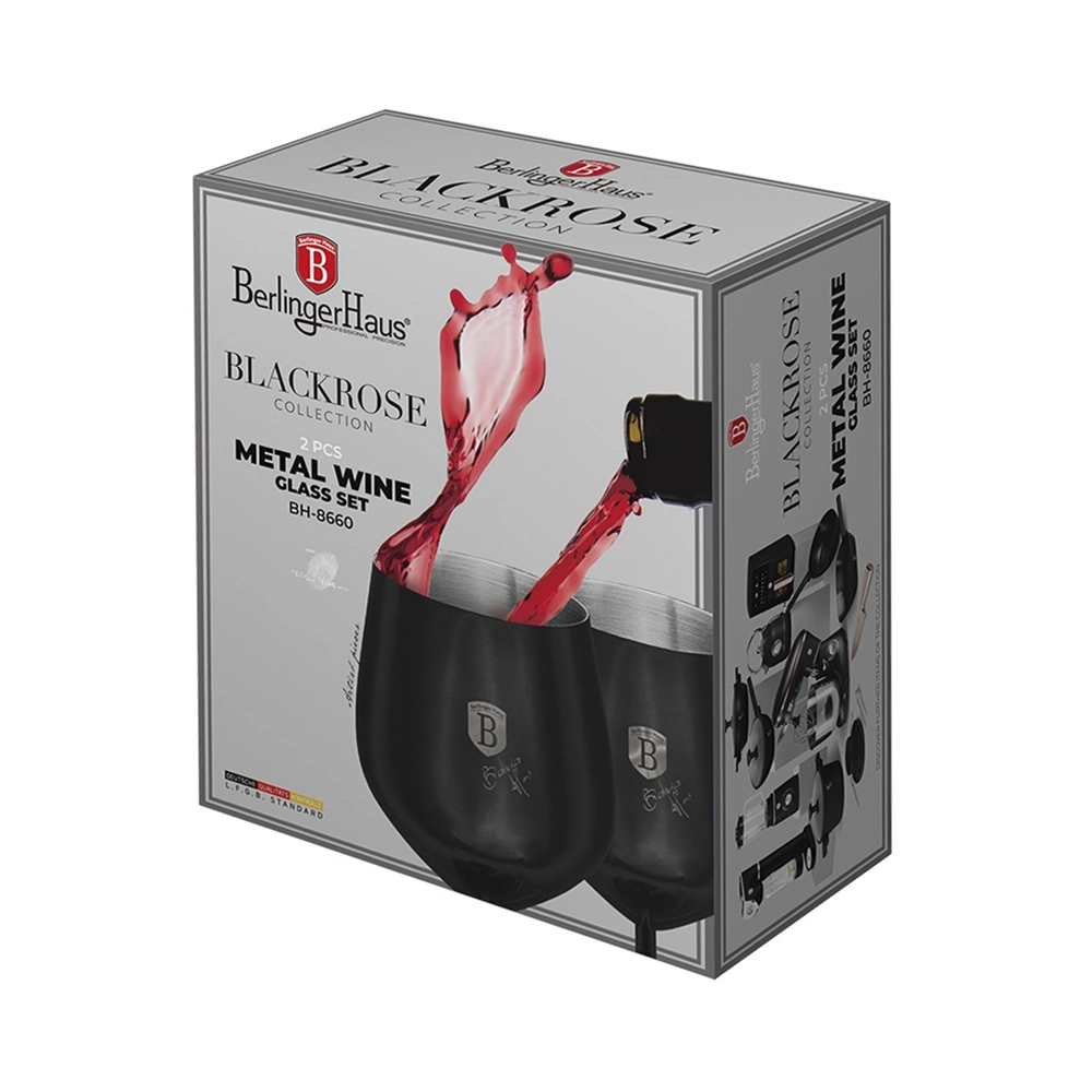 Berlinger Haus Edelstahl Weingläser 2 Stück Matte Black Collection