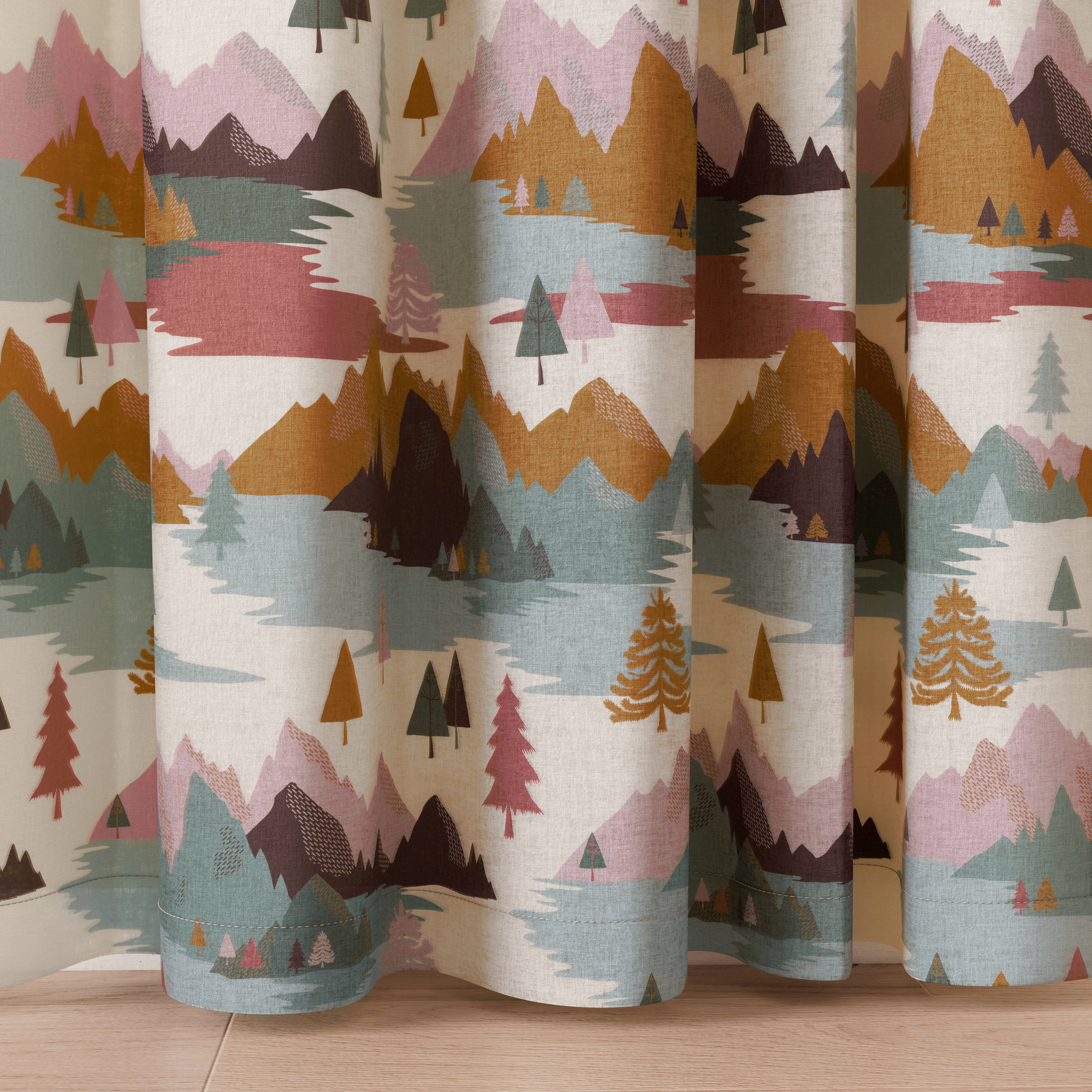 NOUS Kids inbetween gordijn kant en klaar gordijn Mountain Print (set van 2) (140 x 250 cm)*