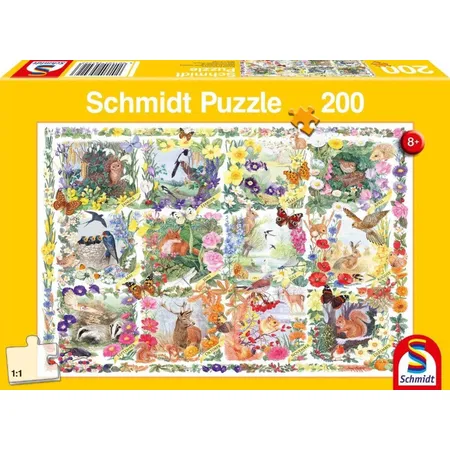 Schmidt Spiele KinderPuzzle - Mit Tieren und Blumen durch die Jahreszeiten, 200 Teile