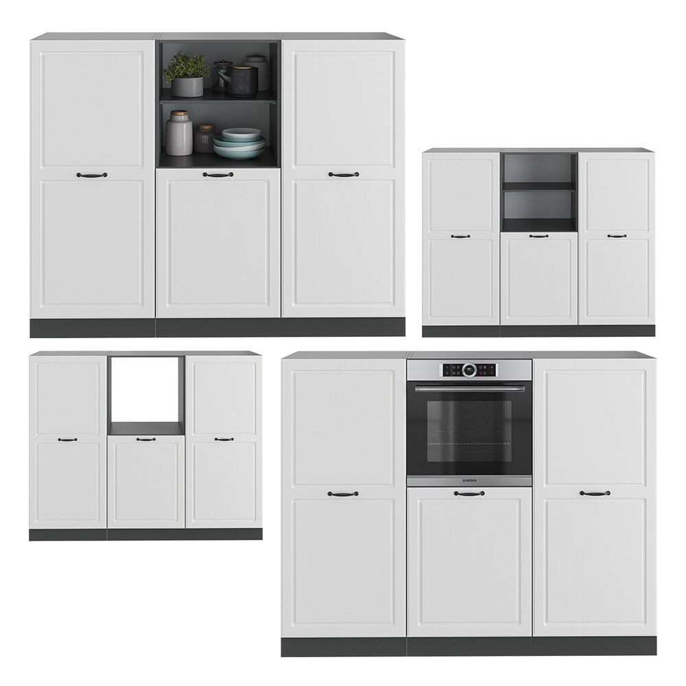 Vicco Küchenzeile Küchenblock Einbauküche R-Line Landhaus Anthrazit Weiß Backofen