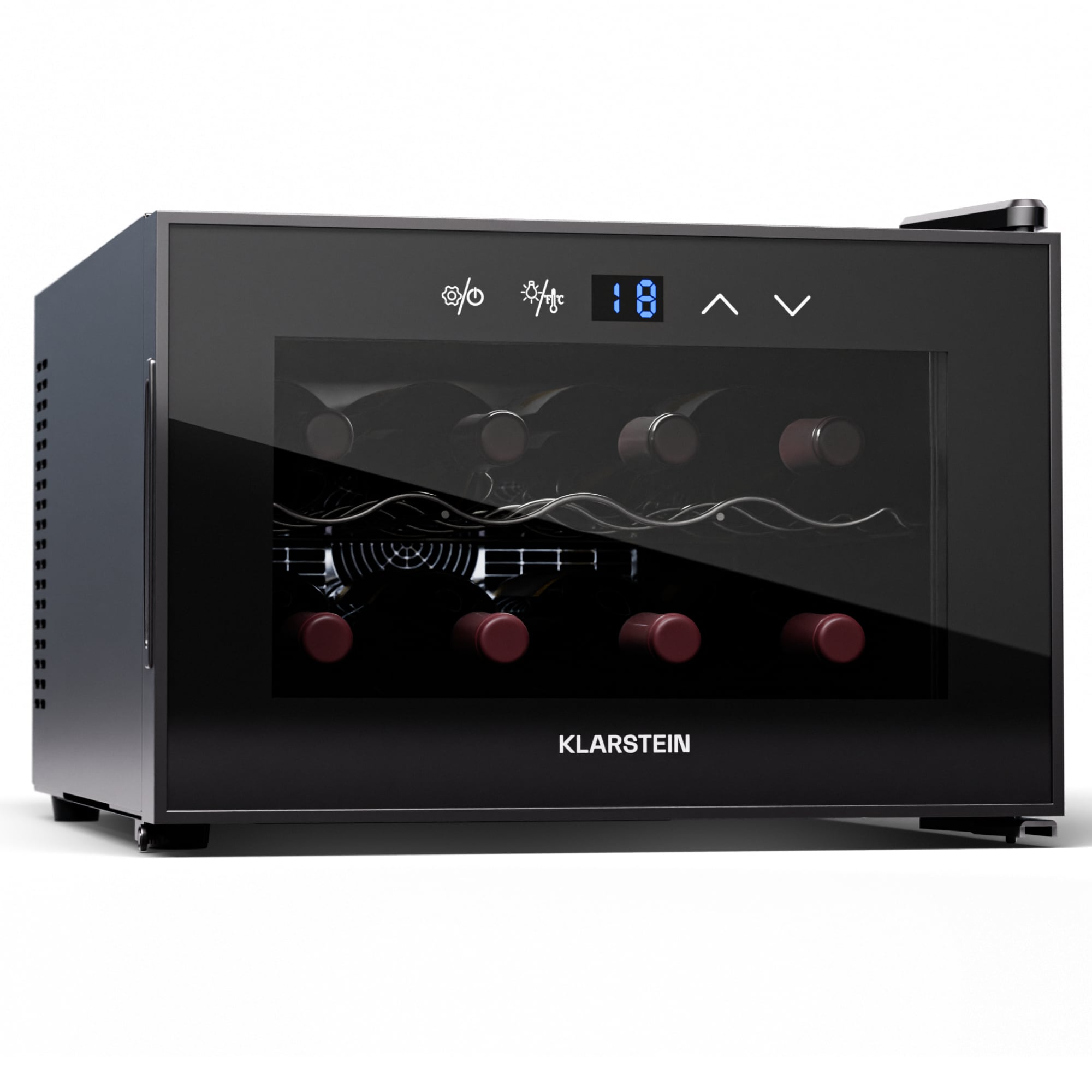 Shiraz 8 Uno Weinkühlschrank 8 Flaschen 8 - 18 °C Touch-Control Schwarz 8 Flaschen 1 Kühlzone