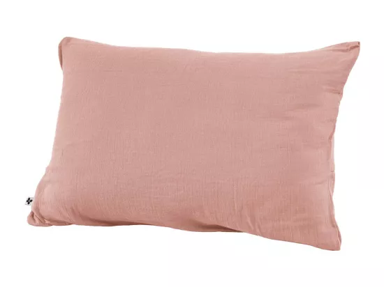 OUREA - Taie d'Oreiller 50x70cm Gaze de Coton Rose Pêche