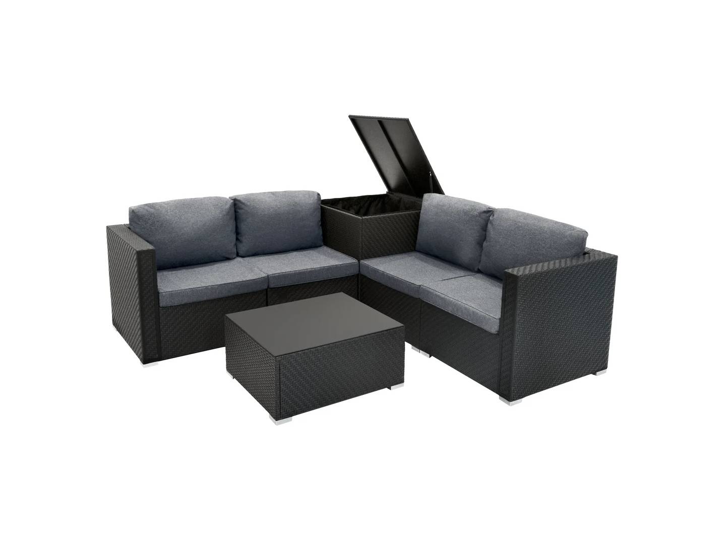 Serafina Rotan Modulaire 6-Delige Meubel Set - Zwart