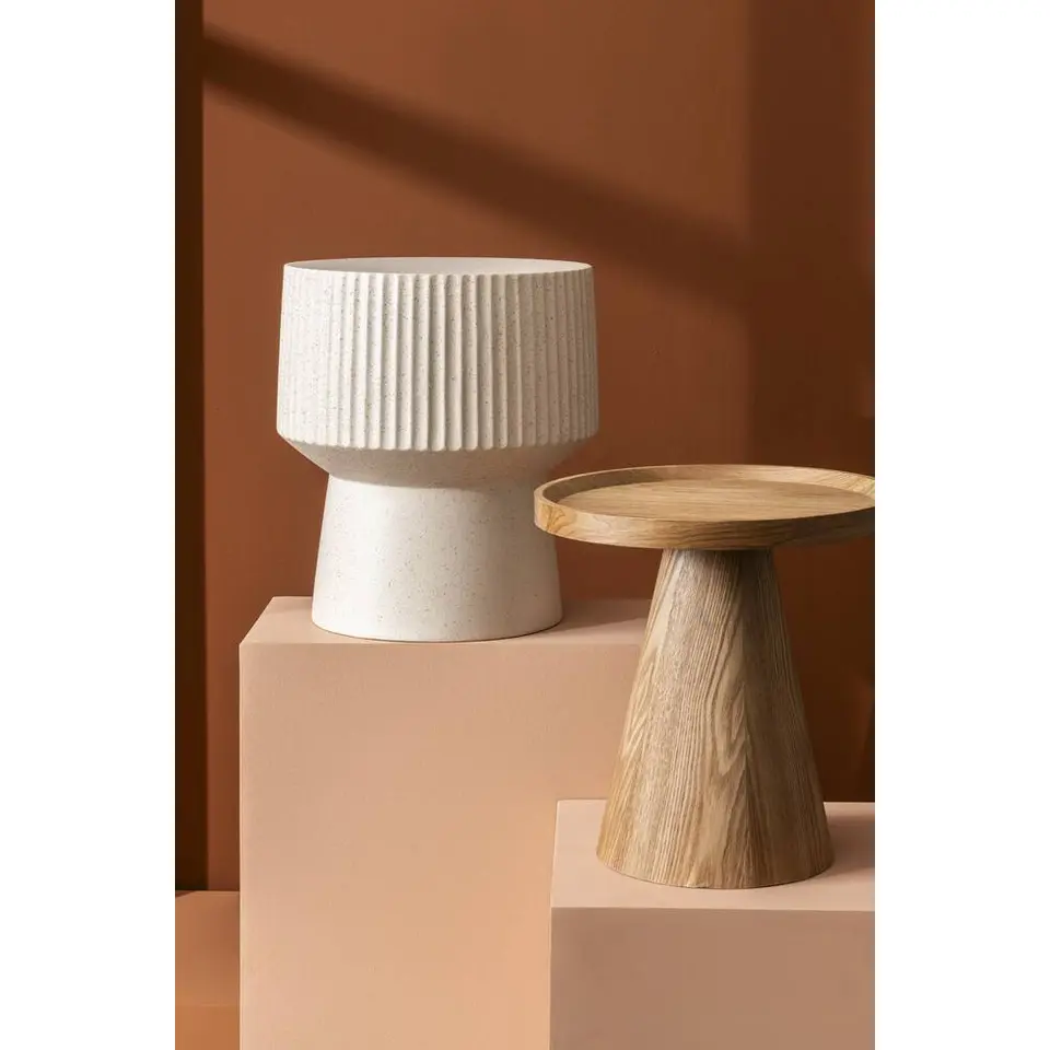 Bijzettafel Tim - beige - 44xØ40 cm