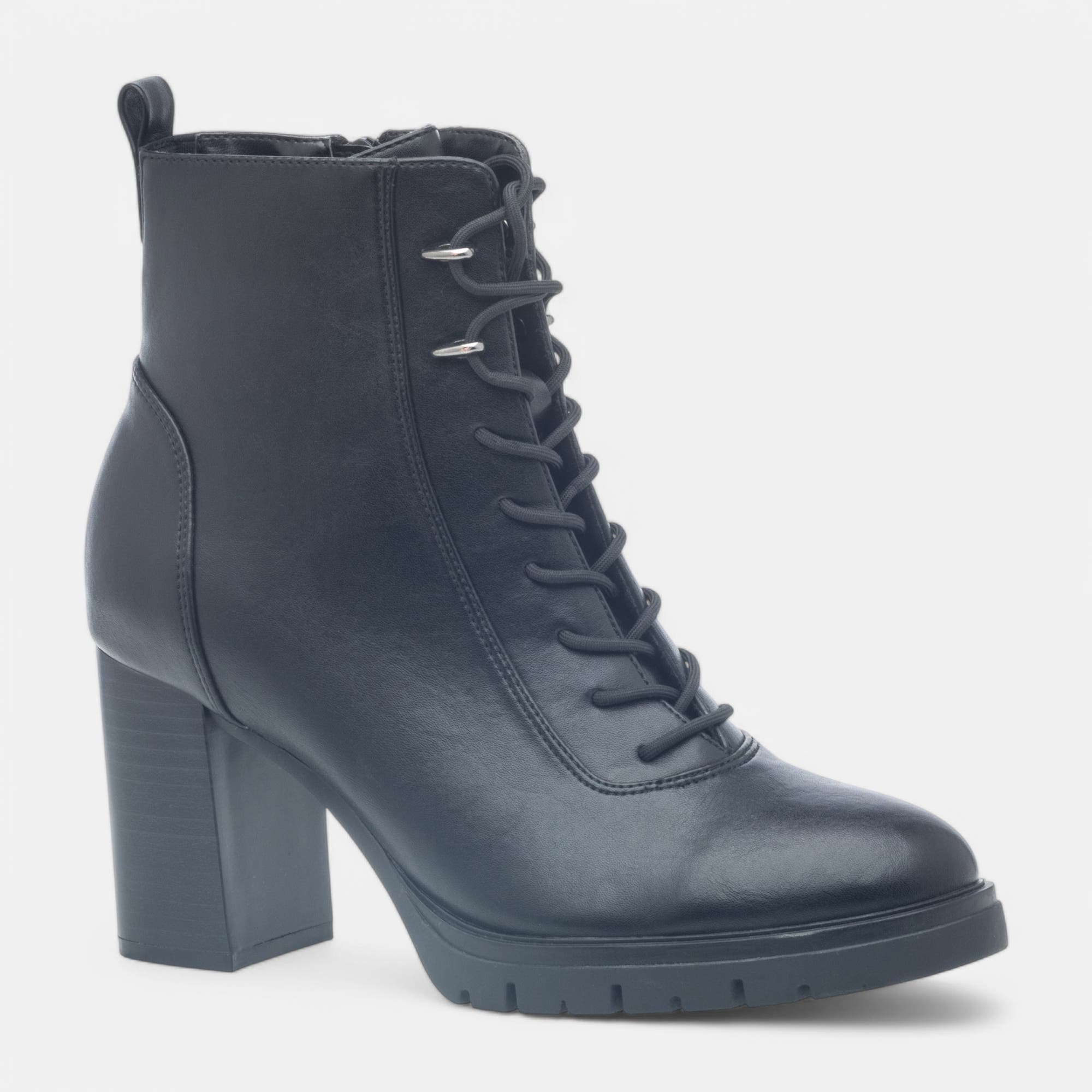 Bottines à lacets à talon Femme noir