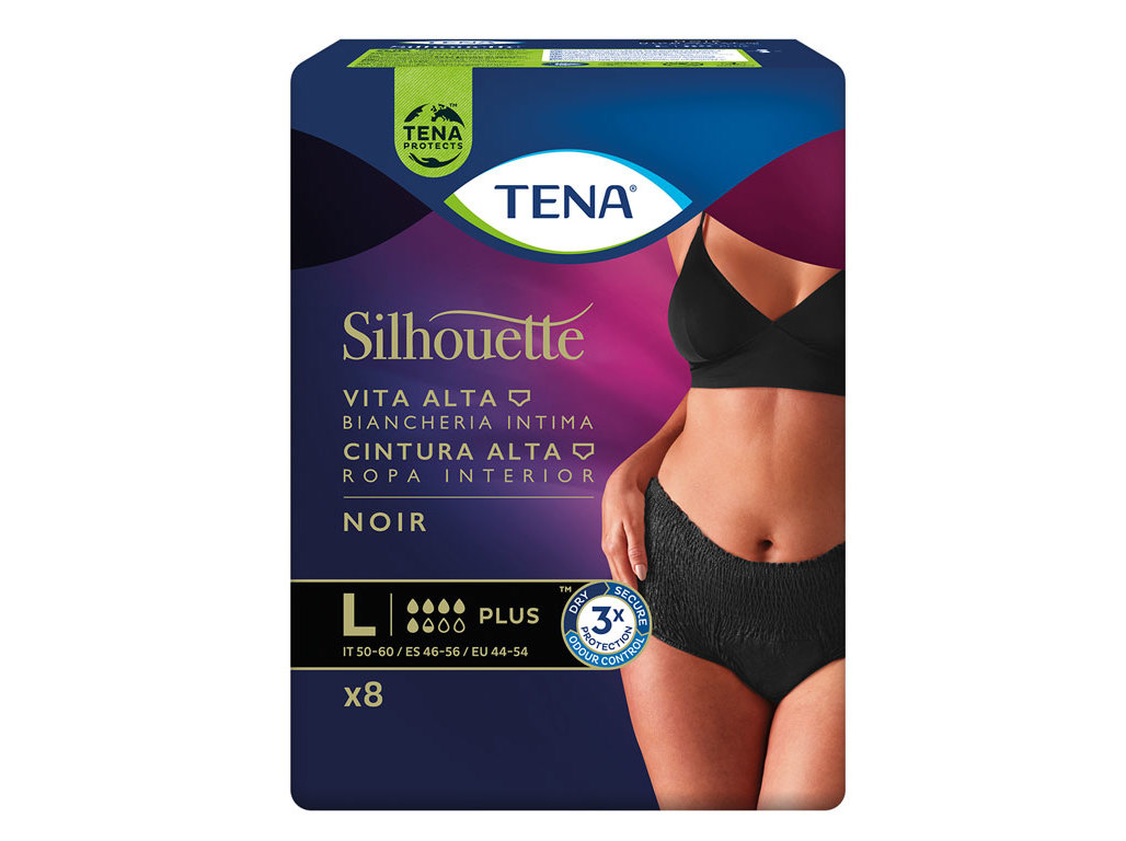 CUECAS INCONTINÊNCIA TAMANHO L PRETA TENA SILHOUETTE 8 UN