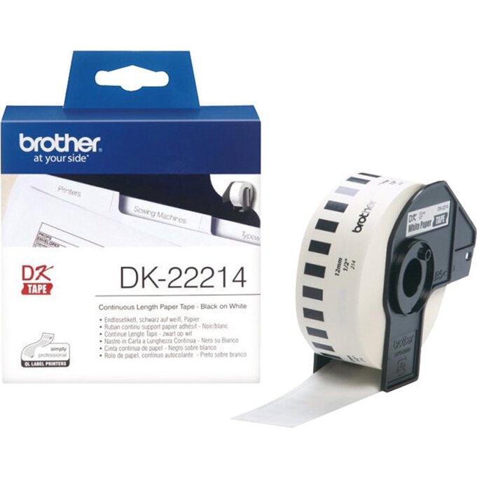 Brother DK-22214 ruban d'étiquette Noir sur blanc