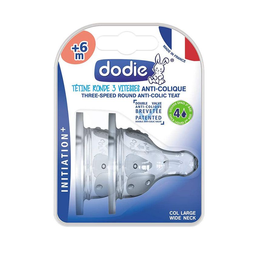Set de 2 tétines en silicone 3 vitesses + de 6 mois spécial liquides épais - Initiation + - Ecru