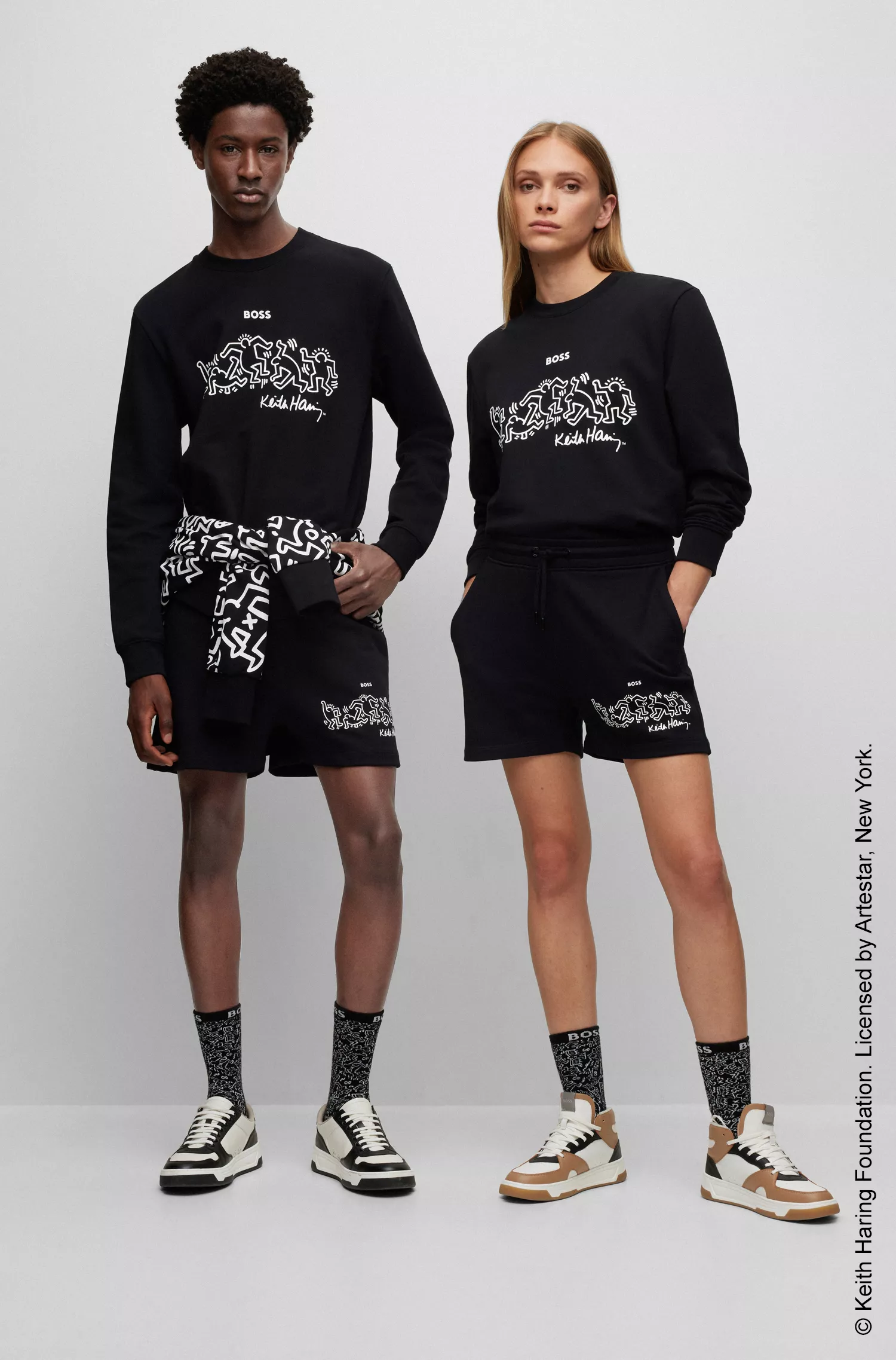 Moletom BOSS Black-BOSS x Keith Haring unissex em algodão misto com estampa exclusiva.
