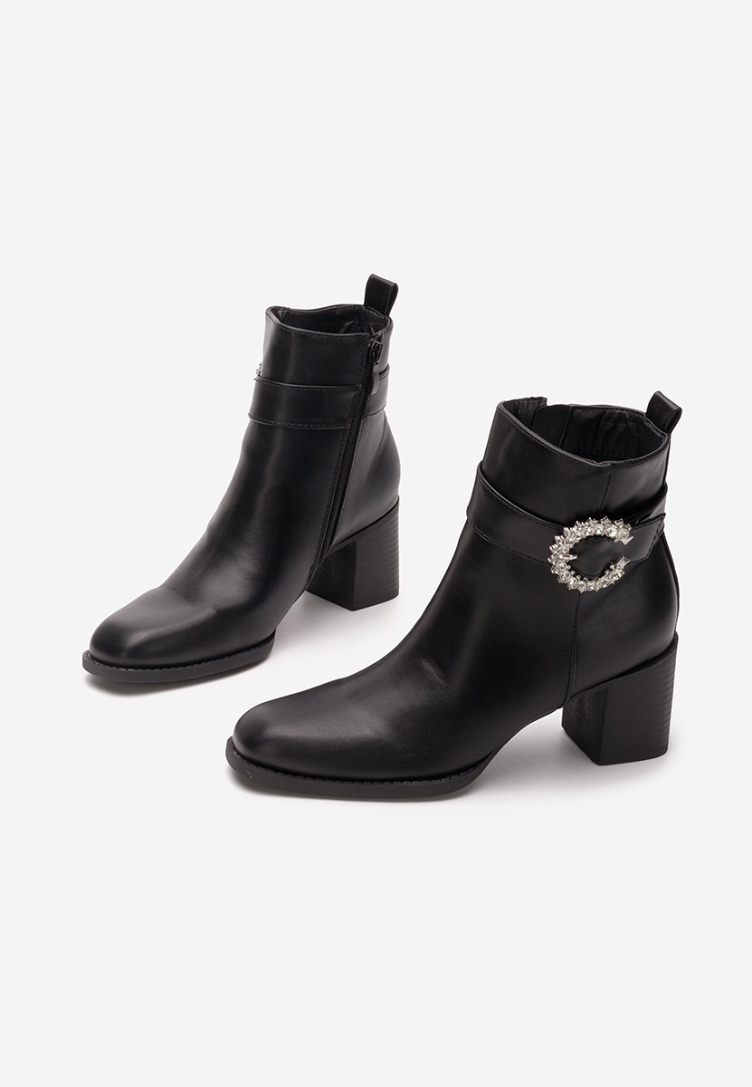 Bottines à gros talon noires Navasea