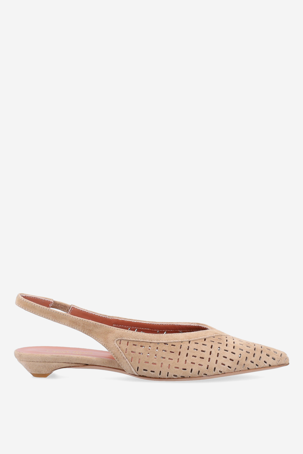 Perforated suede slingbacks
