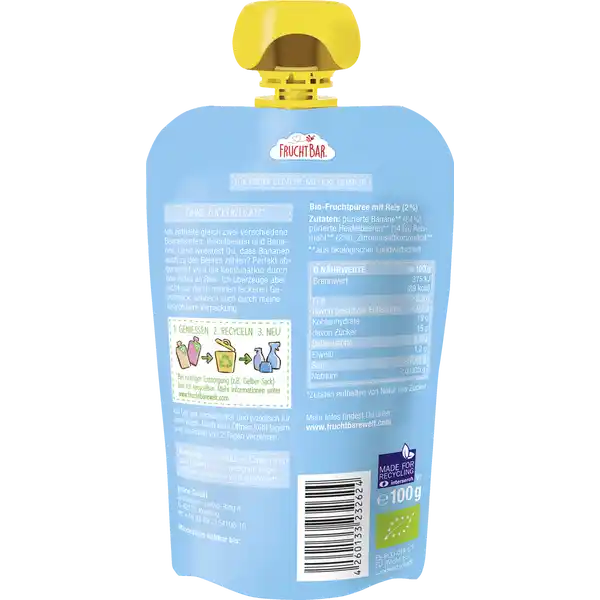 Bio Fruchtpüree Heidelbeere Banane Reis