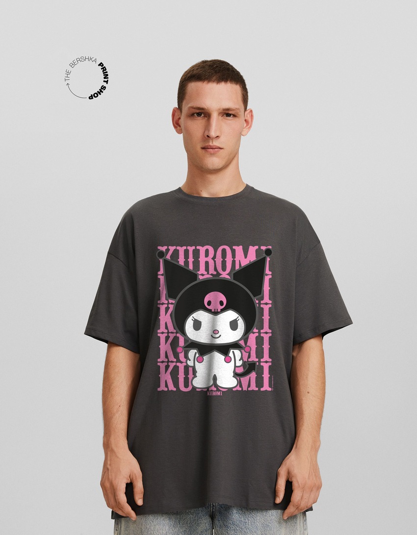 Camiseta oversized de manga curta com estampa Kuromi