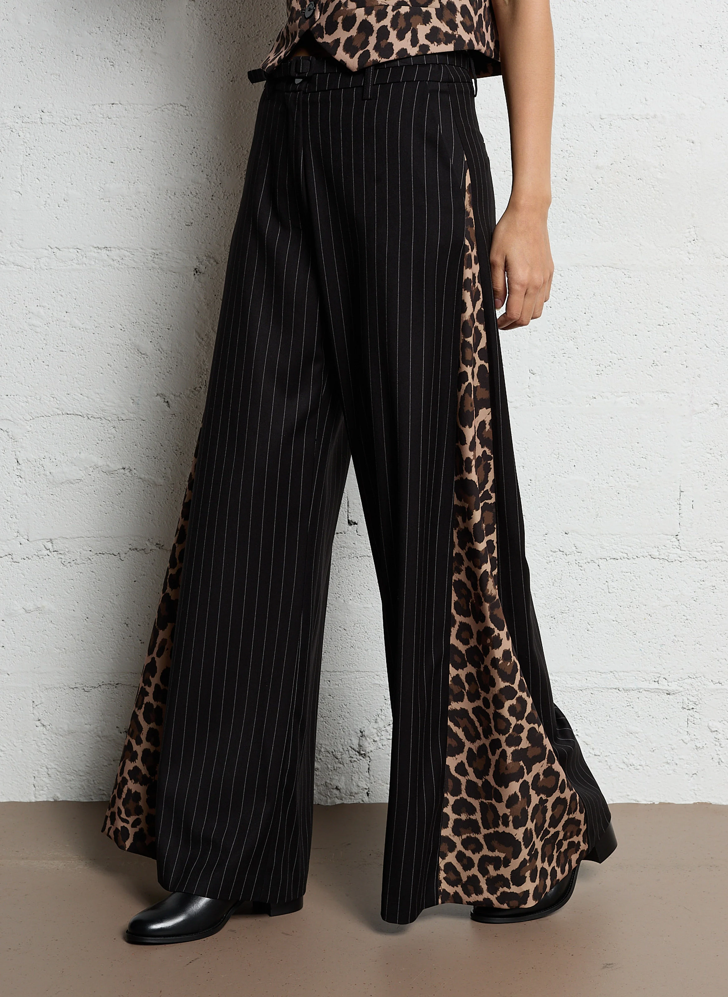 Pantalon palazzo rayé | Noir