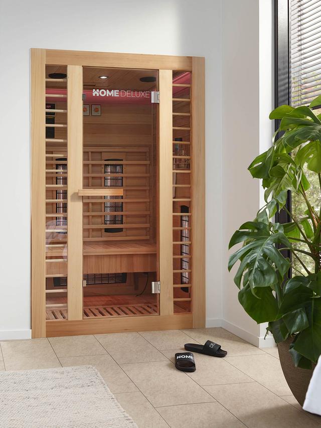 Infrarot-Gesundheitskabine für Zuhause, mit Ambientebeleuchtung und Bluetooth Radio, Größe M, 120 x 105 cm