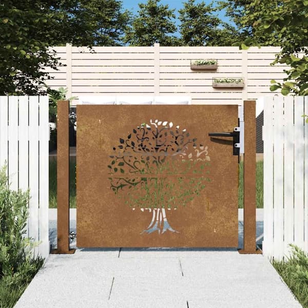 vidaXL Hageport 105x80 cm cortenstål tredesign