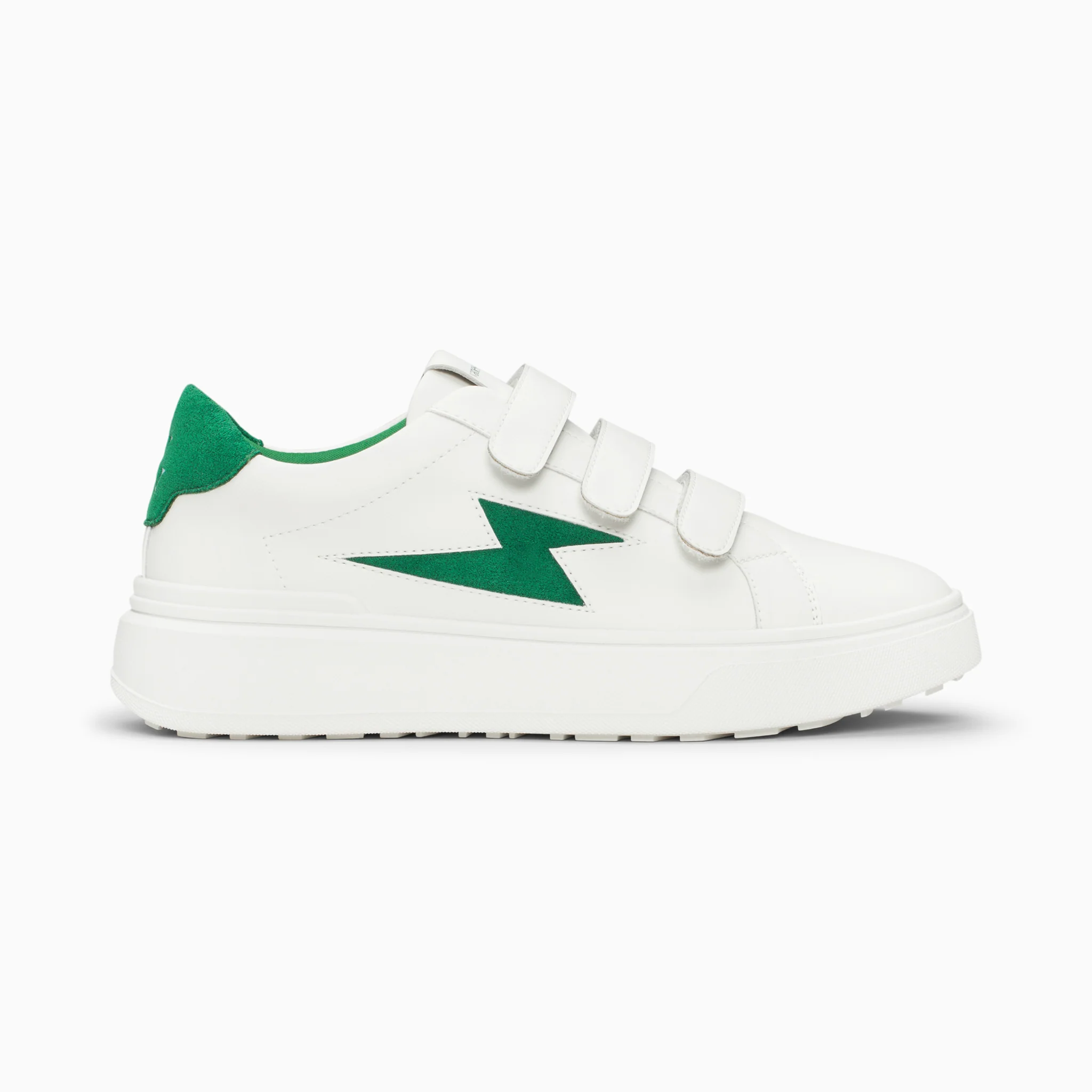 Sneakers-Baskets éclair Fanny blanc et vert à scratchs