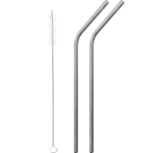 Vaisselle randonnée QWETCH 2 CURVED STRAWS + CLEANING BRUSH SET
