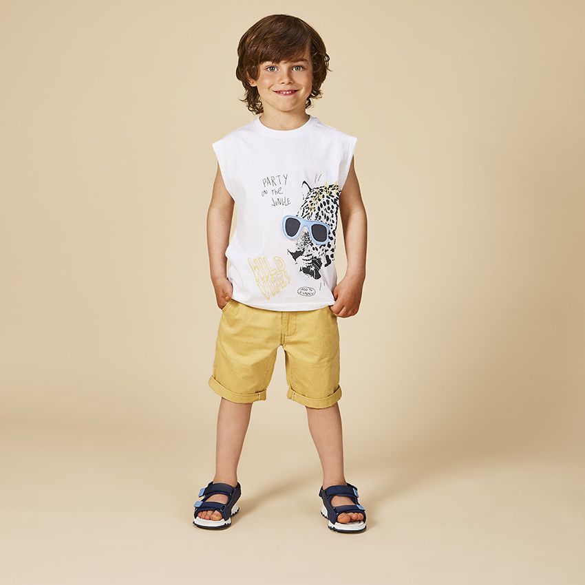 Bermuda uni en toile fantaisie pour garçon - Multicolore