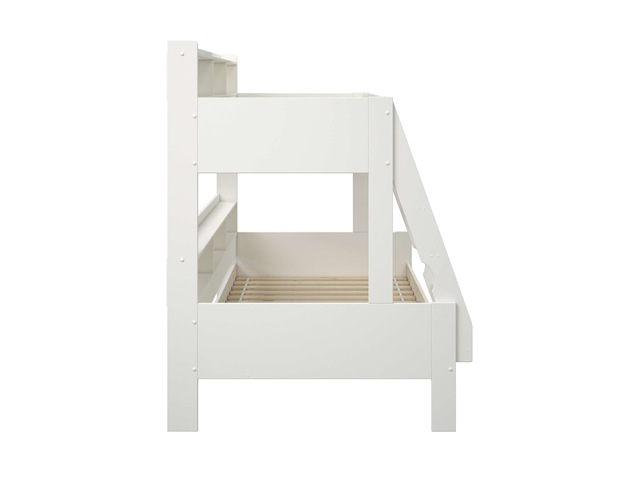 Lüttenhütt Etagenbett »Jaime II, Stockbett, viel Stauraum, mit Regalen, Massivholz mit MDF« Oberes Bett 90x200cm, unteres Bett 120x200cm,  breite Liegefläche unten, FSC®, Made EU, 3. Schlafgelegenheit optional