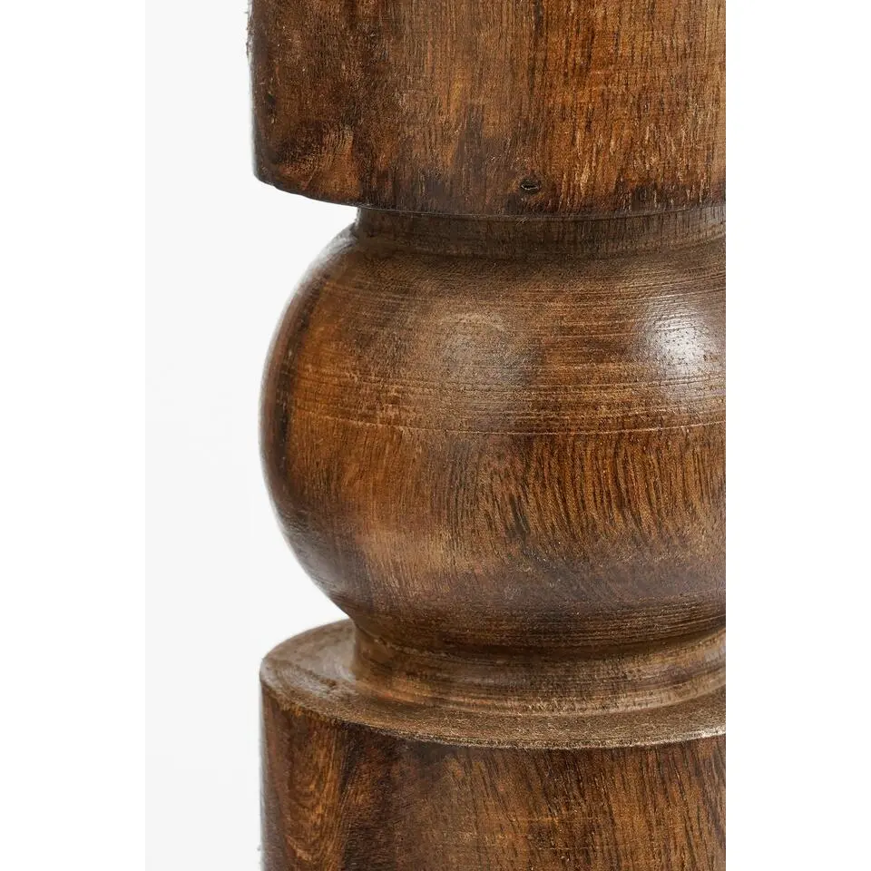 Mica Decorations Philo Kandelaar - H30 x Ø11 cm - Mangohout - Bruin