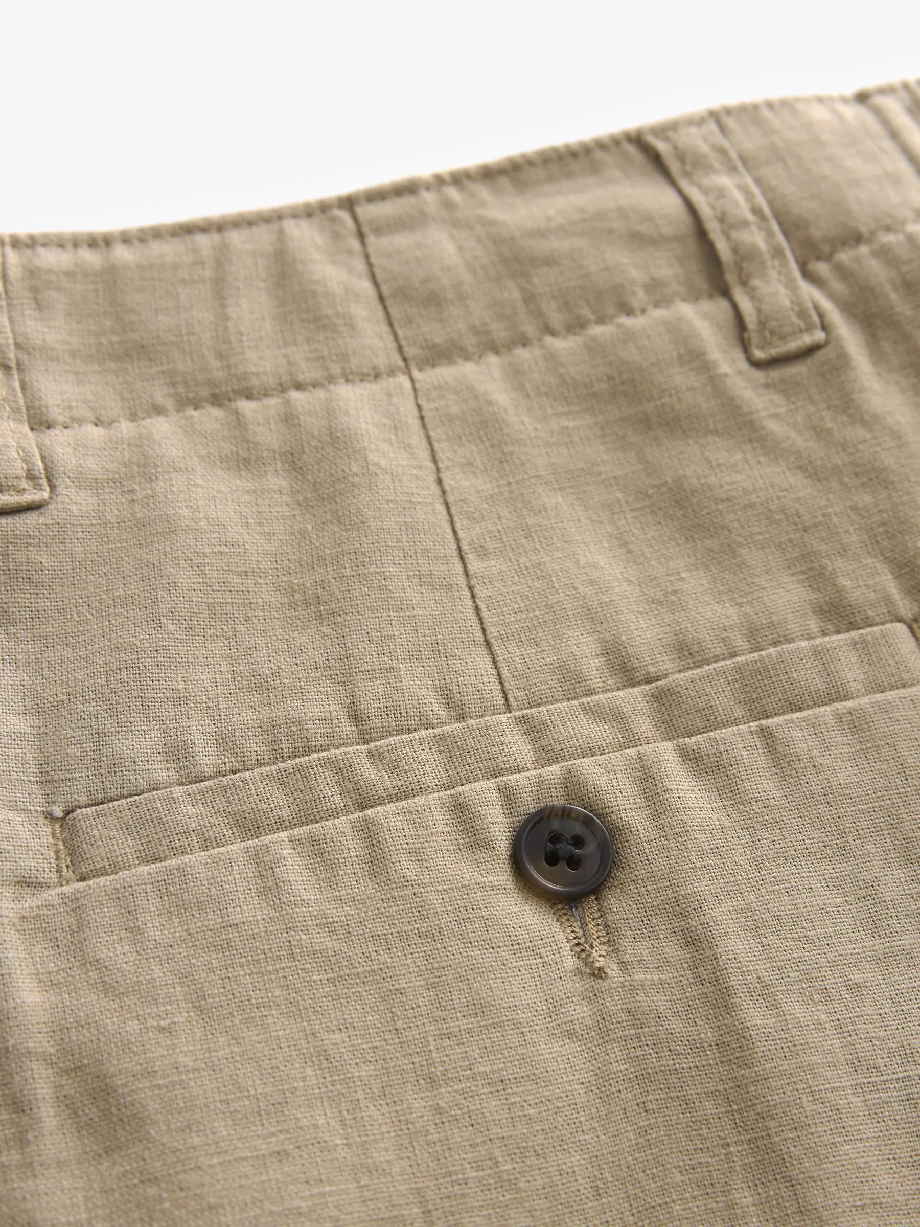 Pastel geel naturel - Broek van linnen-viscosemix met trekkoord