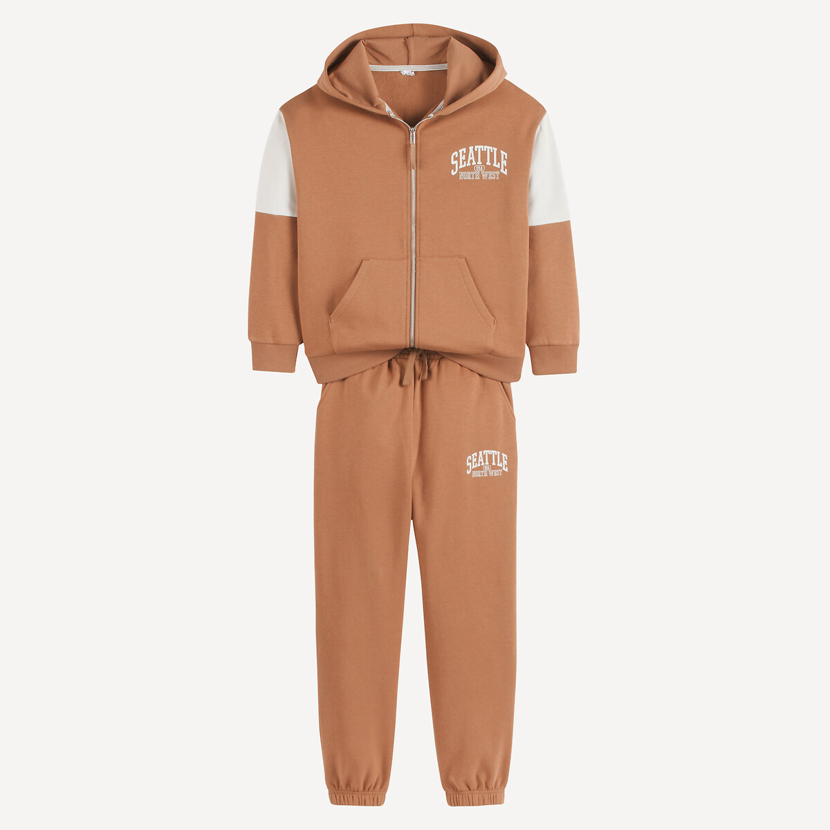 COLEÇÕES LA REDOUTE<br>Conjunto de moletom com capuz e calça de moletom mesclados