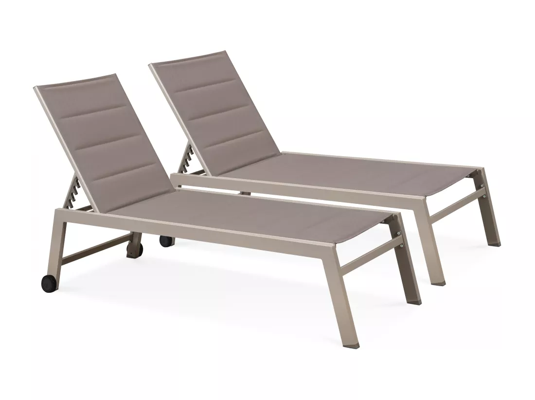 Lot de 2 bains de soleils en aluminium taupe - Nouméa