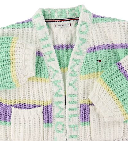 Tommy Hilfiger Cardigan - Strik - Ecru ColoRød Stripe