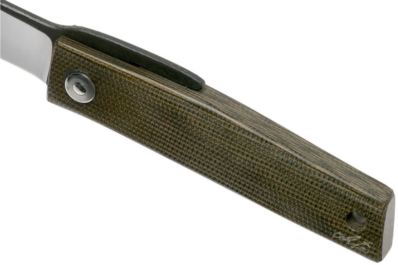 Ohta FK5 Higonokami-zakmes, Green Canvas Micarta