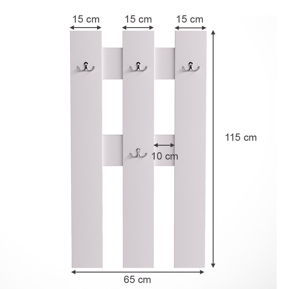 Vicco Wandgarderobe Aufbewahrung Kleiderhaken Grande Weiß Flurgarderobe 65x115cm