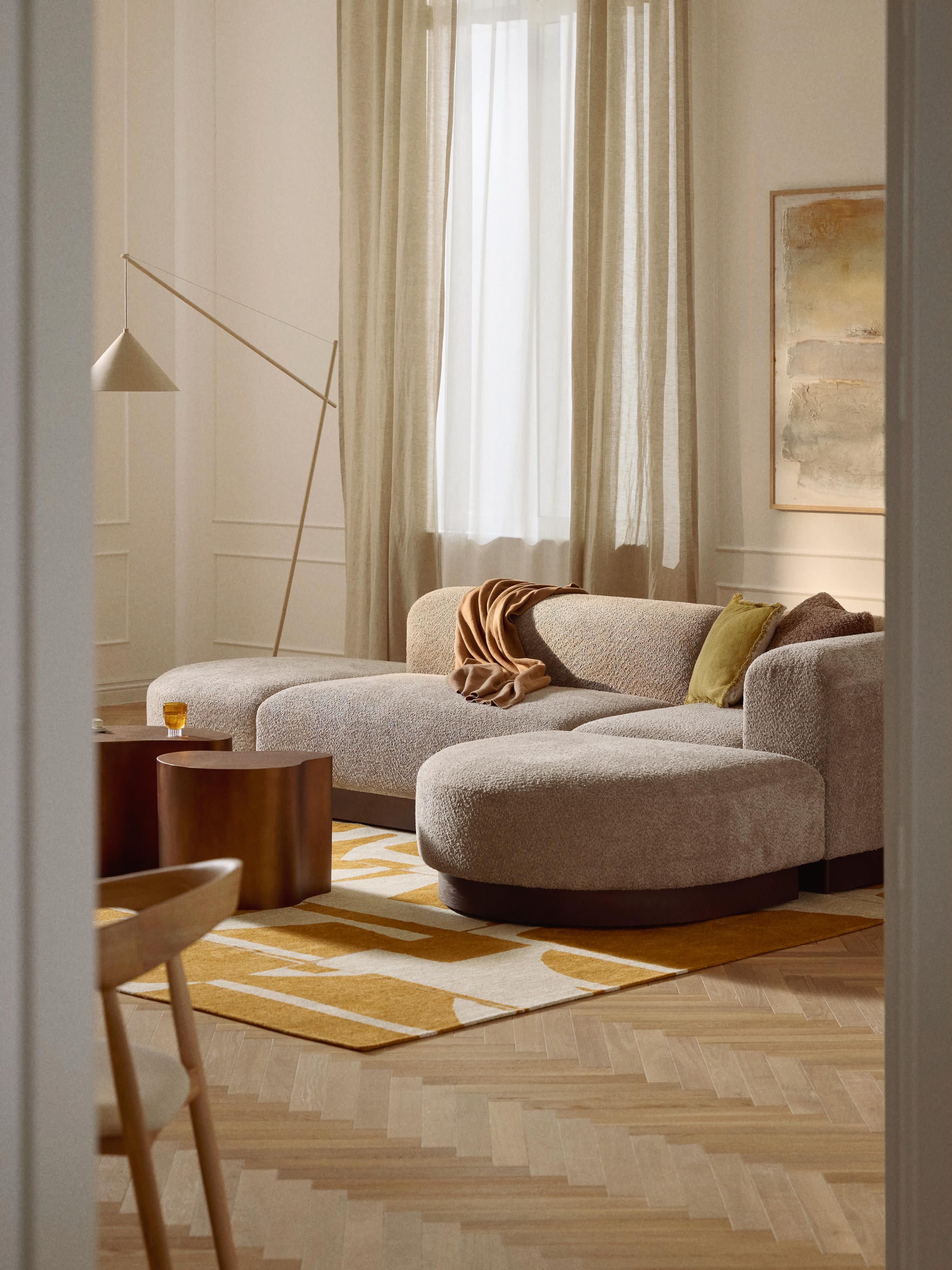 Modulaire hoekbank Natalie van teddy-bouclé