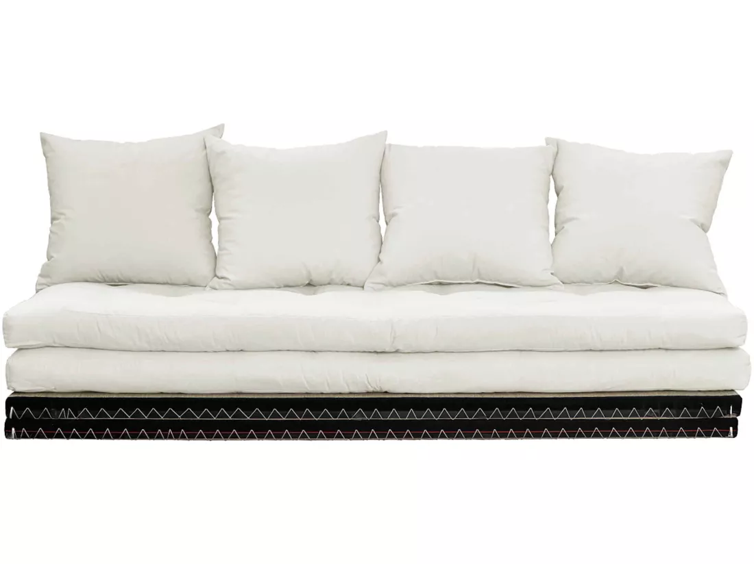 Futon canapé lit 3 places 2x70x200 CHICO écru naturel